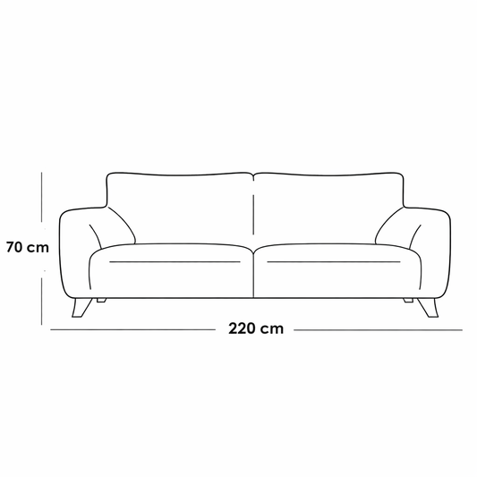 2 Seater Sofa Brown Linen 220 cm – Modern Wooden Couch Egypt