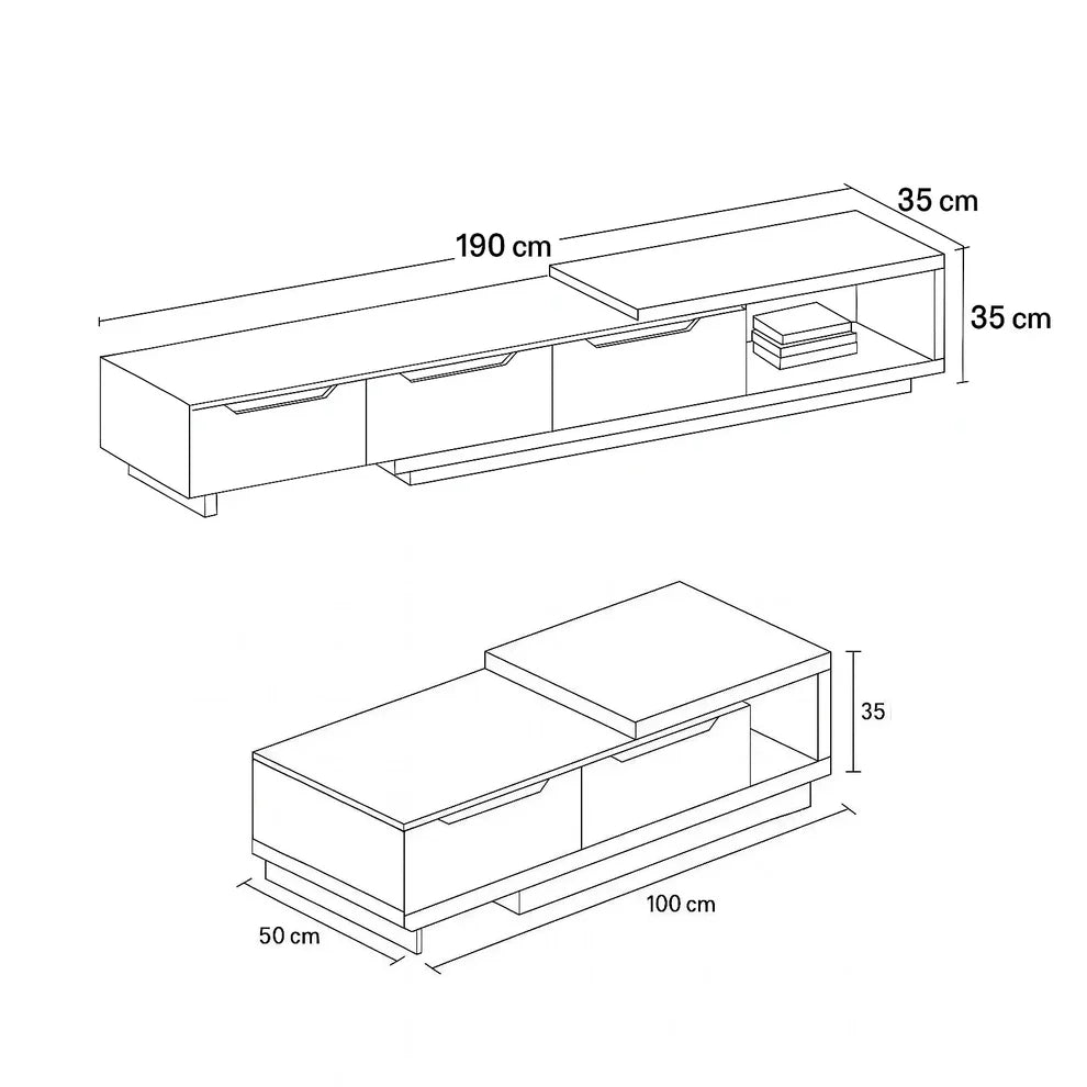 Bundle (TV Unit & Coffee Table) - MDF Wood - Multi Color