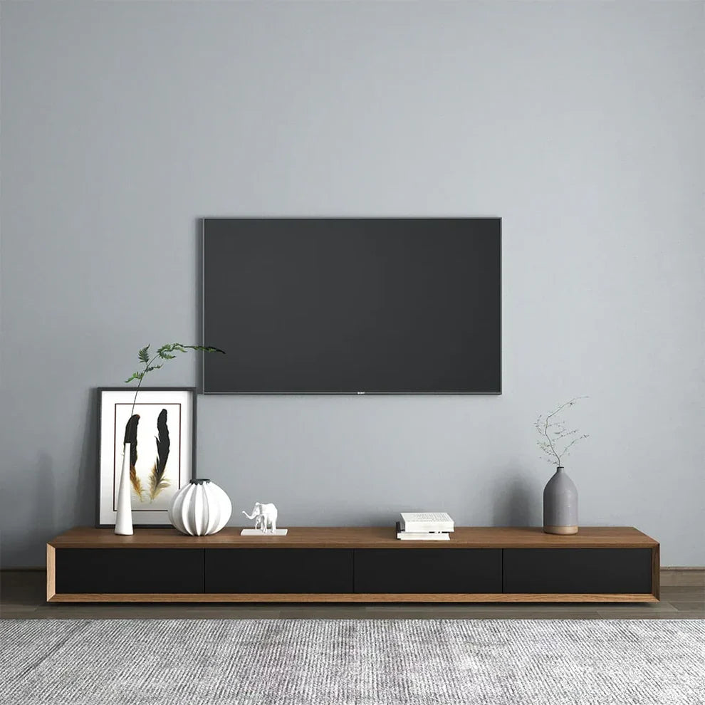 MDF Wood Tv Unit Black and Brown - 160 × 35 × 40 cm