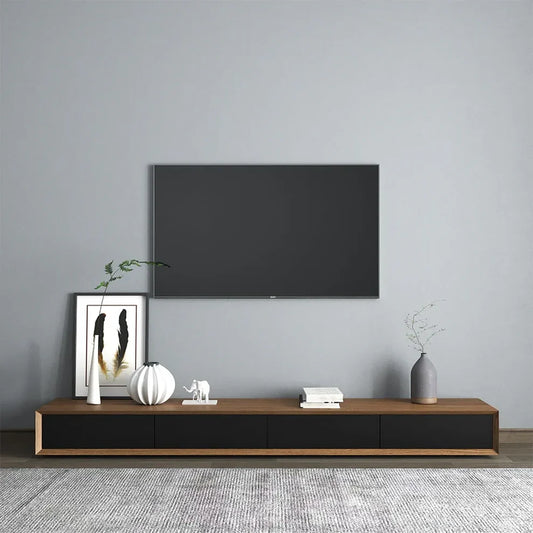 MDF Wood Tv Unit Black and Brown - 160 × 35 × 40 cm
