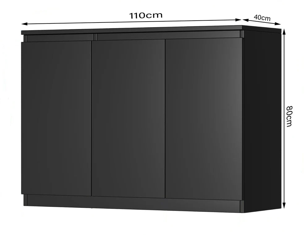 Modern Black Buffet Cabinet – MDF Wood – Sleek Storage Unit
