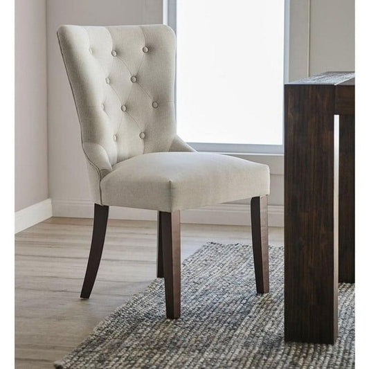 Red beech wood and Velvet Dinning Chair - Beige