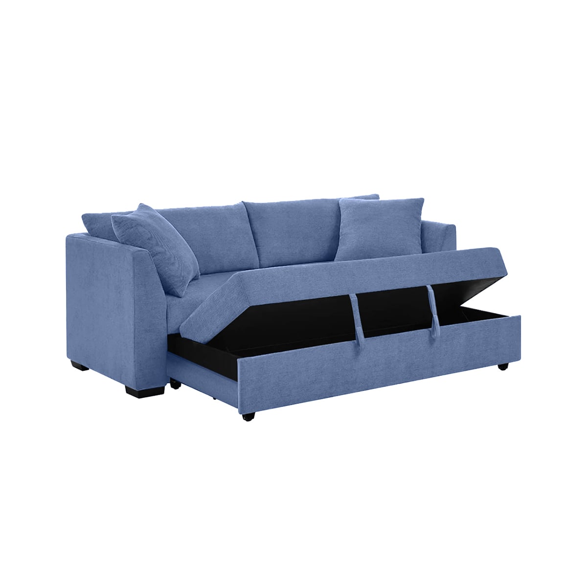Blue Linen Sofa Bed 3 Seater – Natural Wood Frame | Modern Convertible Couch (Copy)