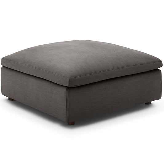 Modern U-Shaped Sofa Grey Linen 300×235 cm with Pouf – Corner Sofa Egypt | Luxury Comfortable Couch