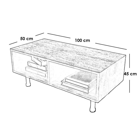 Coffee Table - MDF - Brown - 100x50x45
