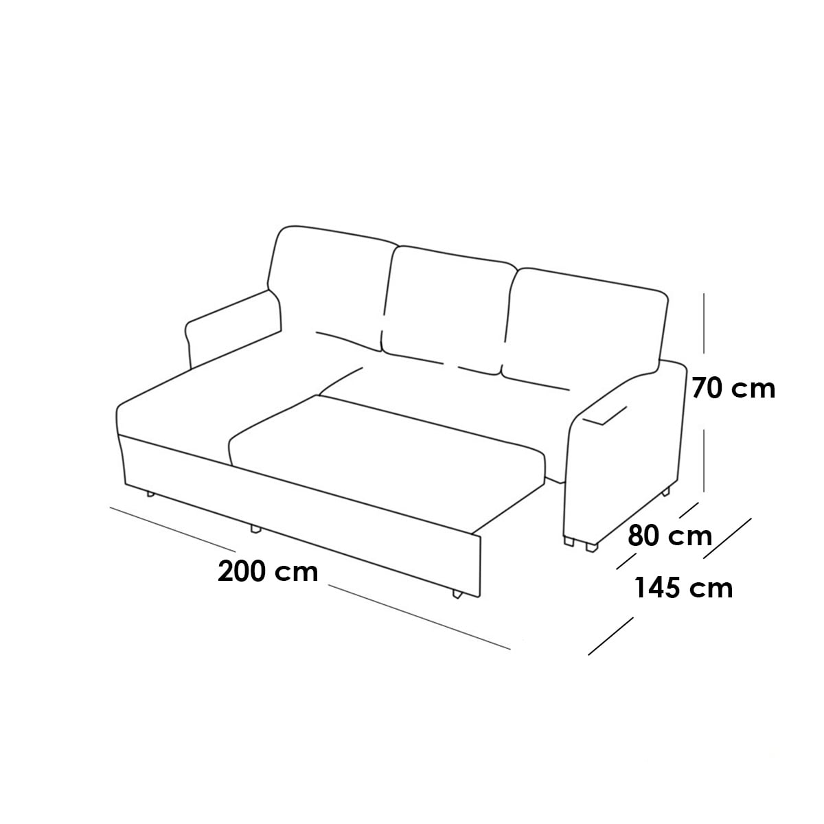 Blue Linen Sofa Bed 3 Seater – Natural Wood Frame | Modern Convertible Couch (Copy)